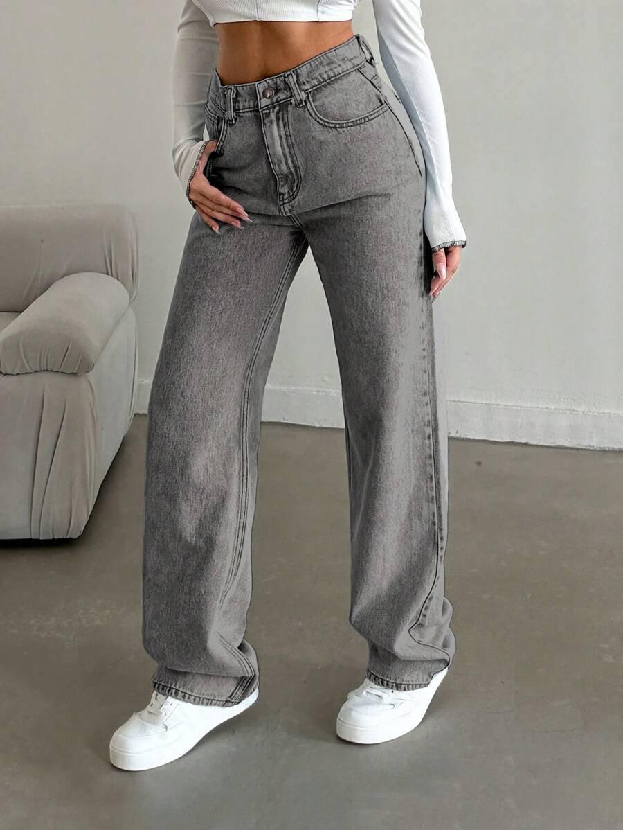 SZARE SPODNIE JEANS 