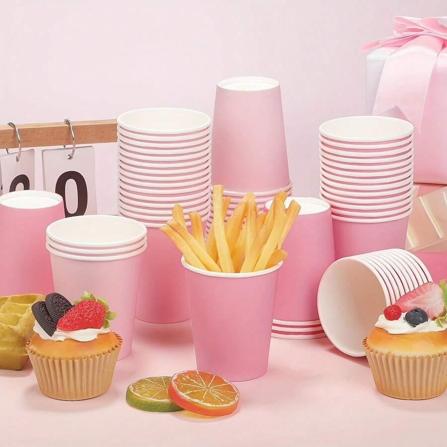 różowe papierowe kubki 100-pack