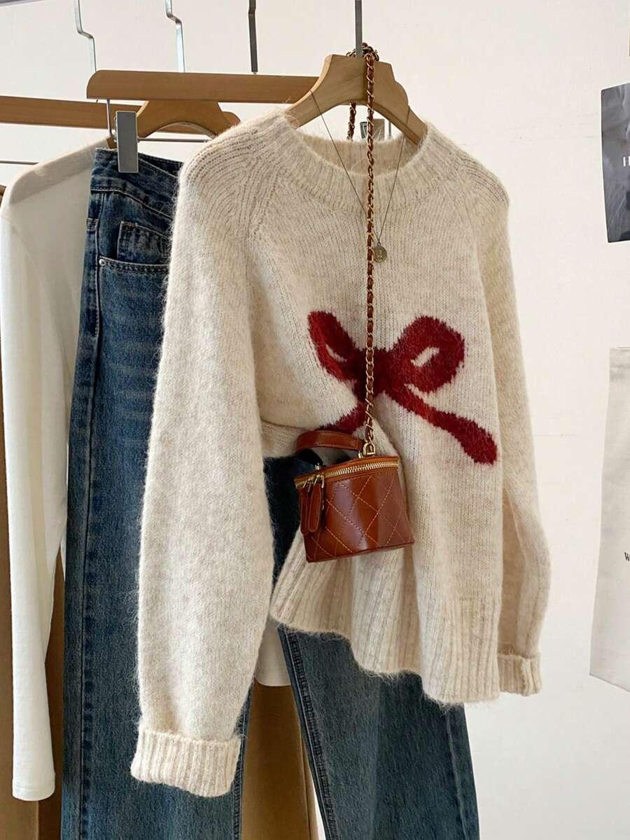 BEŻOWY SWETER DŁUGI RĘKAW