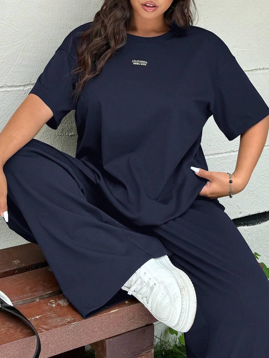 granatowe spodnie casual 