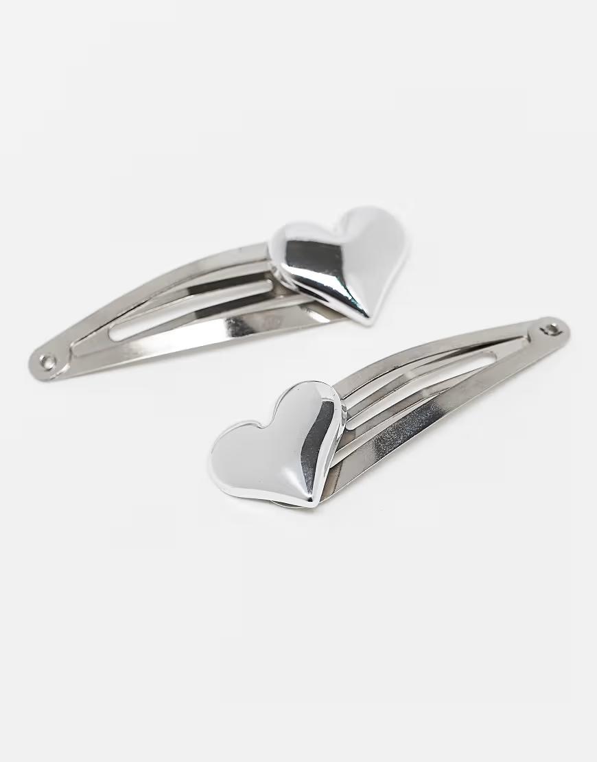 srebrne spinki serce 2 pack 
