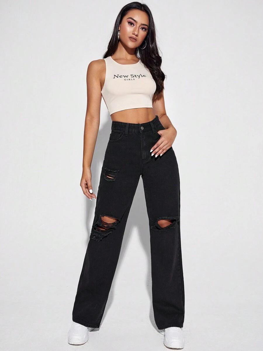 CZARNE SPODNIE JEANS