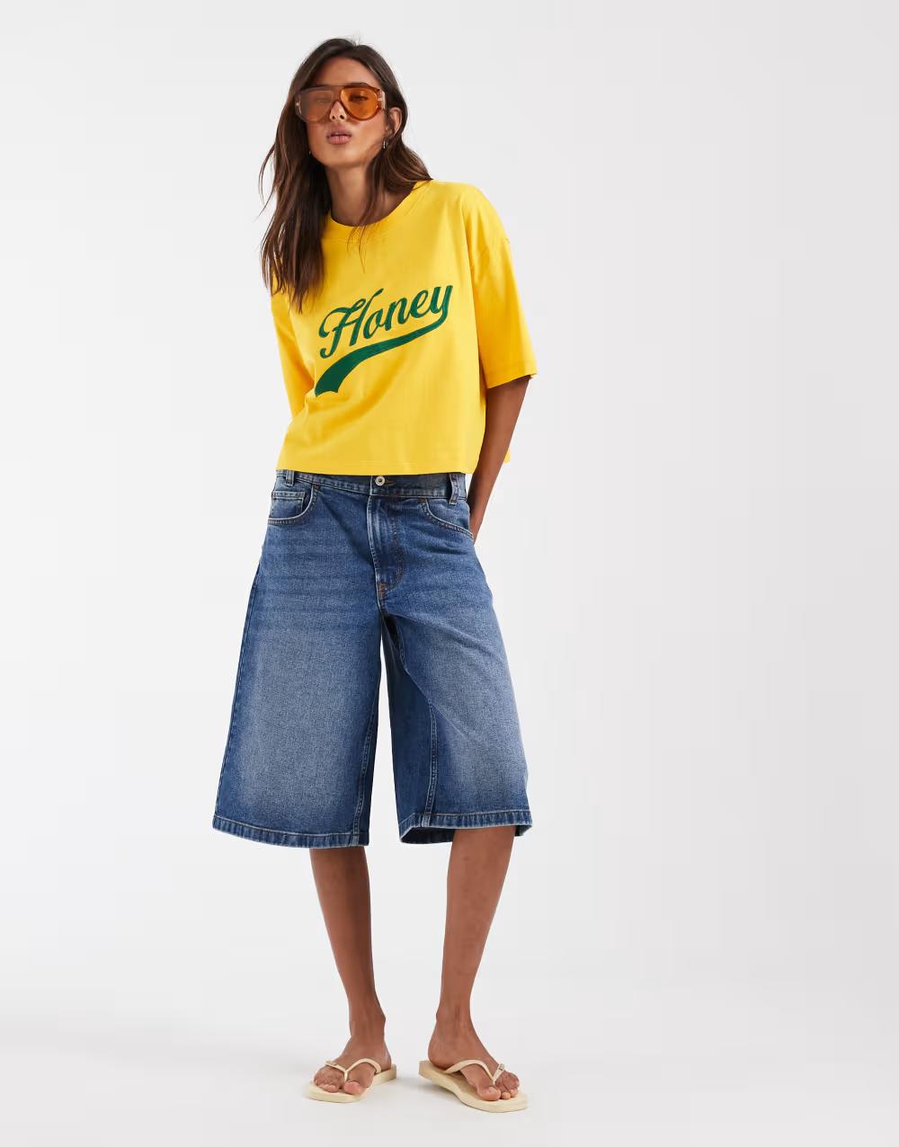 żółty t-shirt haft