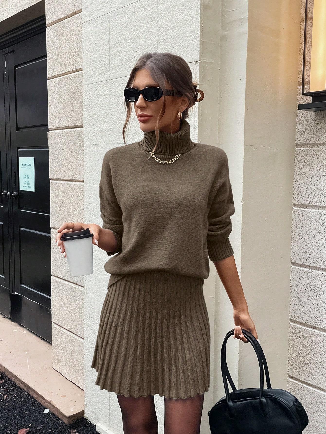  BRĄZOWY sweter golf