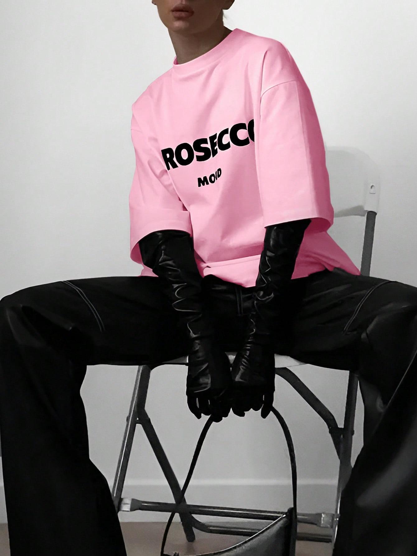 RÓŻOWY T-SHIRT NADRUK