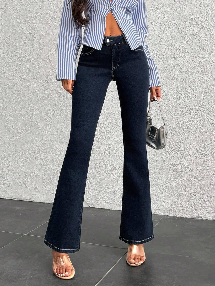 GRANATOWE SPODNIE JEANS