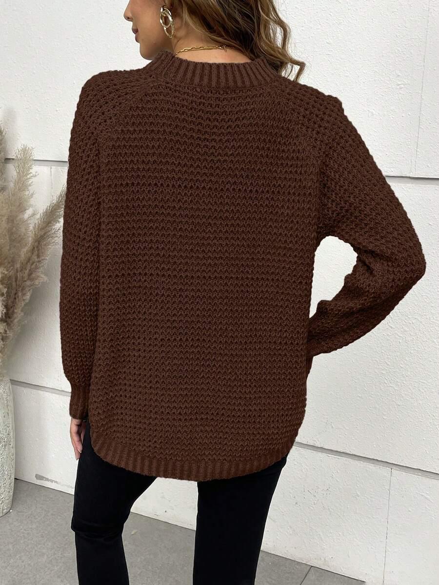 BRĄZOWY SWETER OKRĄGŁY DEKOLT