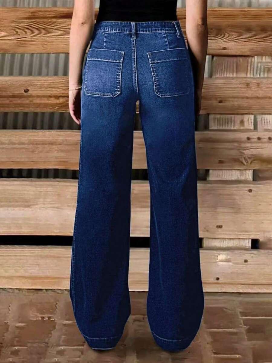 GRANATOWE SPODNIE JEANS