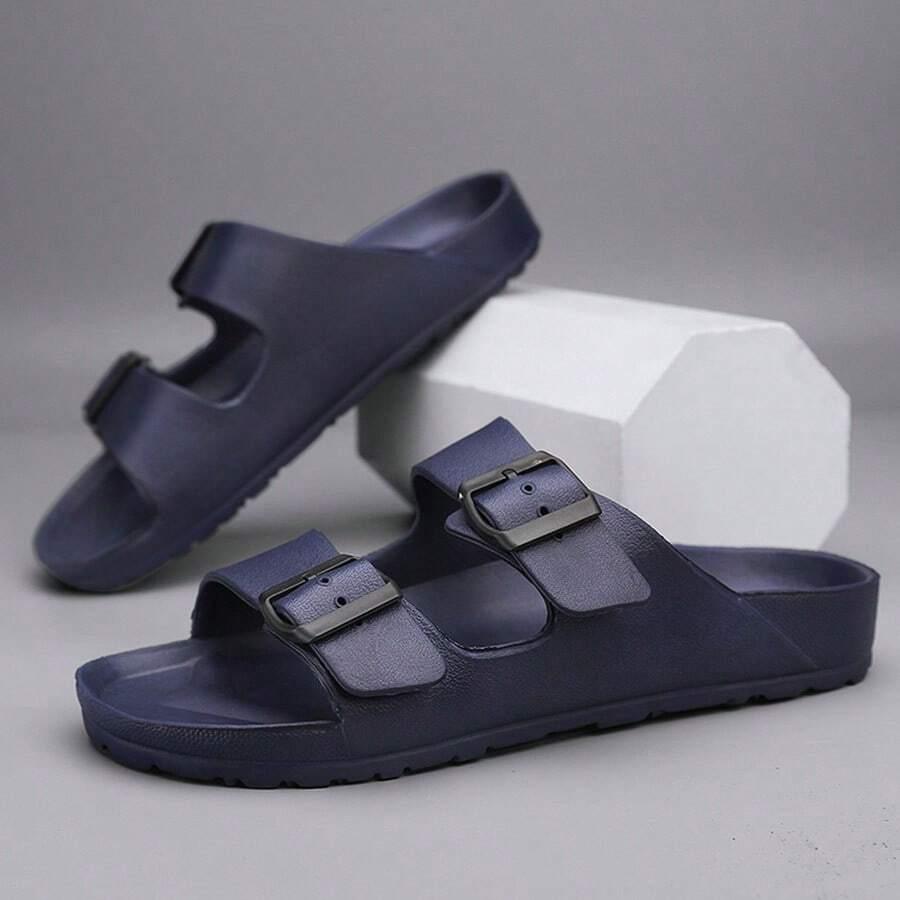 granatowe klapki casual