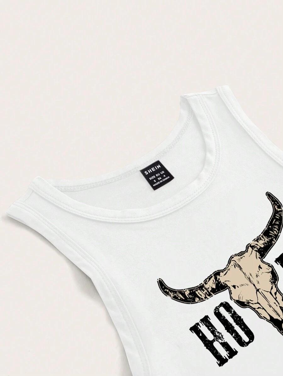 BIAŁY TOP BEZ RĘKAWÓW PRINT 