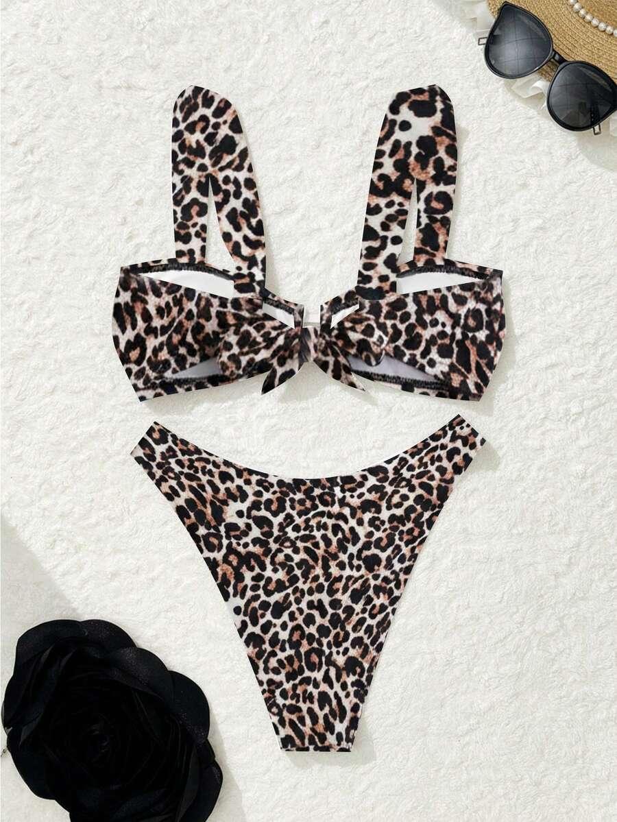 dwuczęściowy strój kąpielowy animal print
