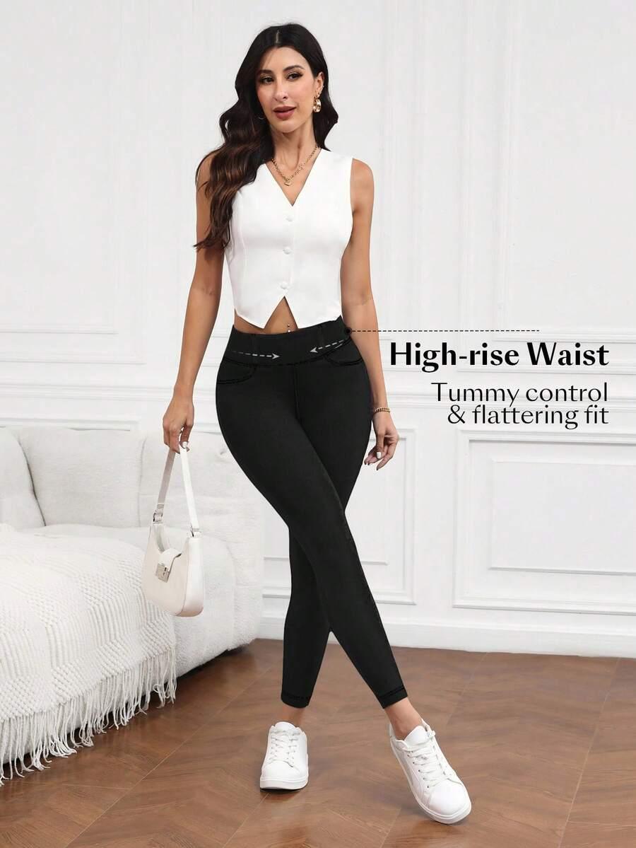 czarne legginsy kieszenie