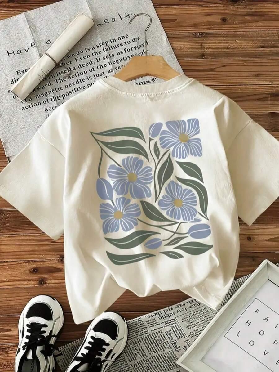 beżowy t-shirt nadruk