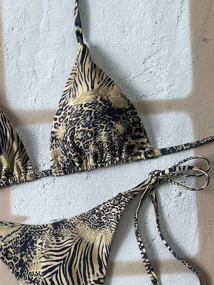 dwuczęściowy strój kąpielowy animal print