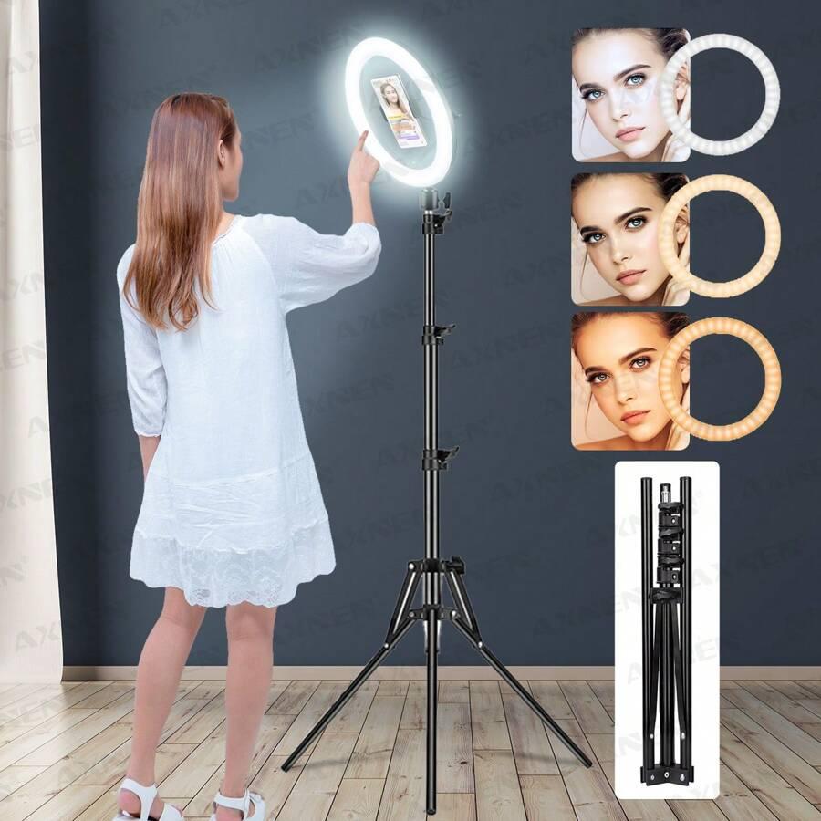 LAMPA PIERŚCIENIOWA LED RING BIAŁA ZE STATYWEM