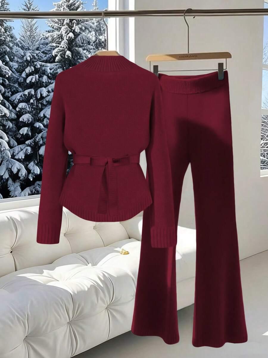 sweter spodnie dzianinowy komplet