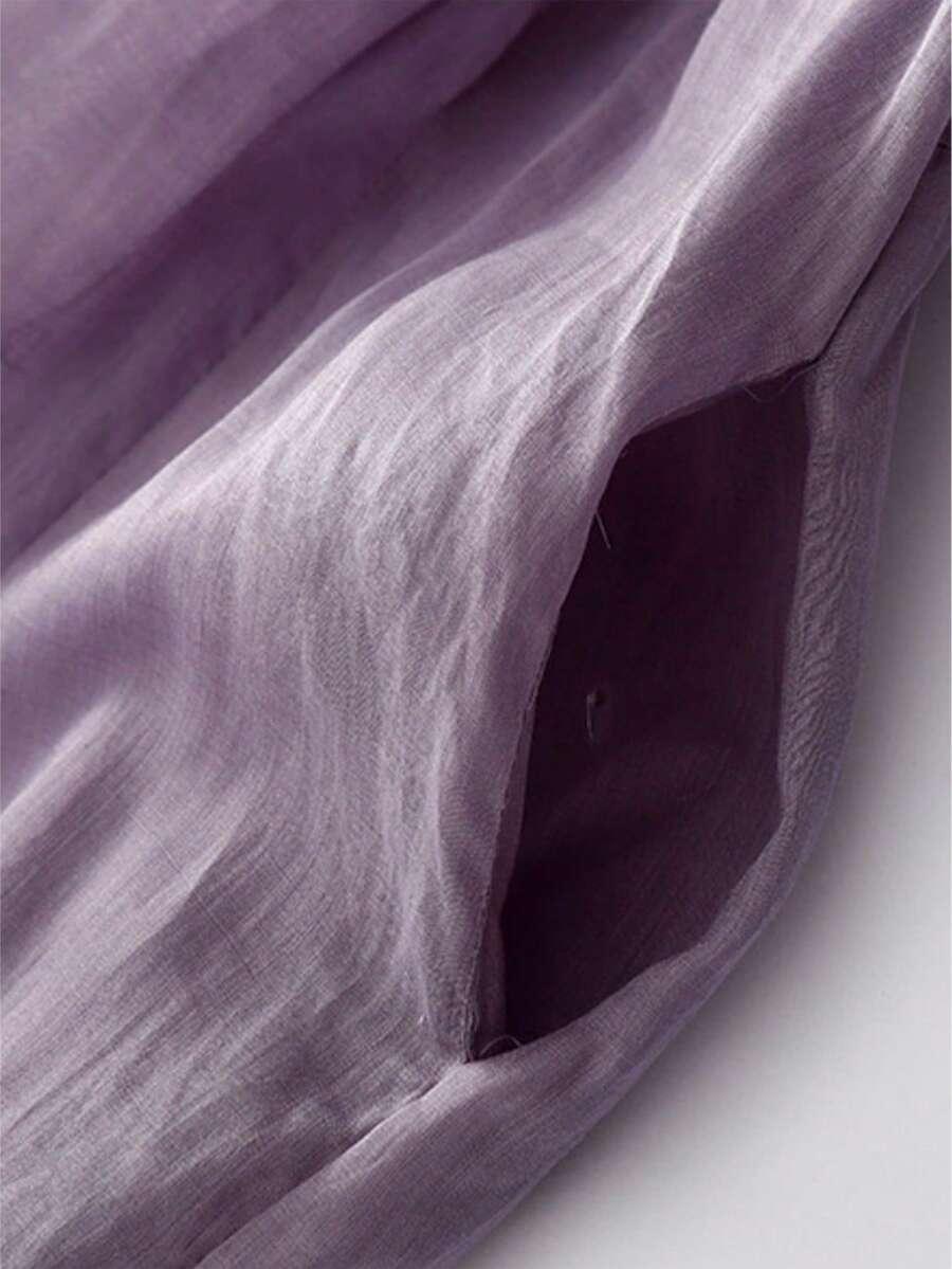 fioletowa sukienka v neck
