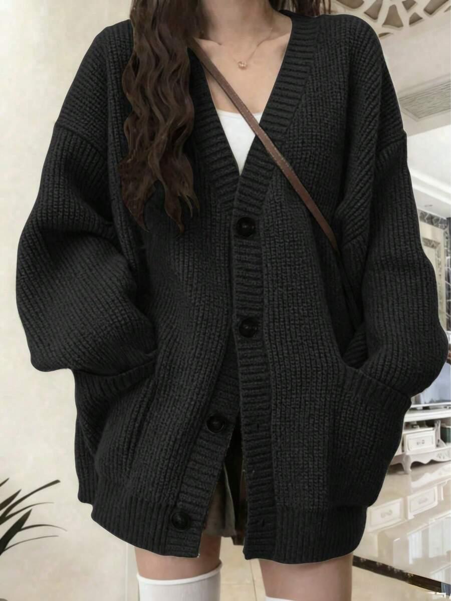 CZARNY SWETER KARDIGAN oversize