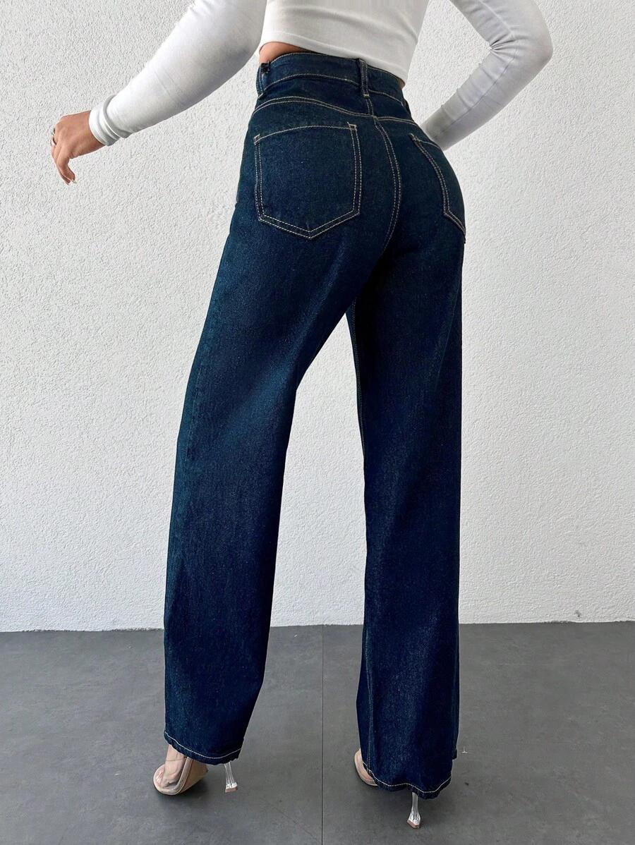 GRANATOWE SPODNIE JEANS