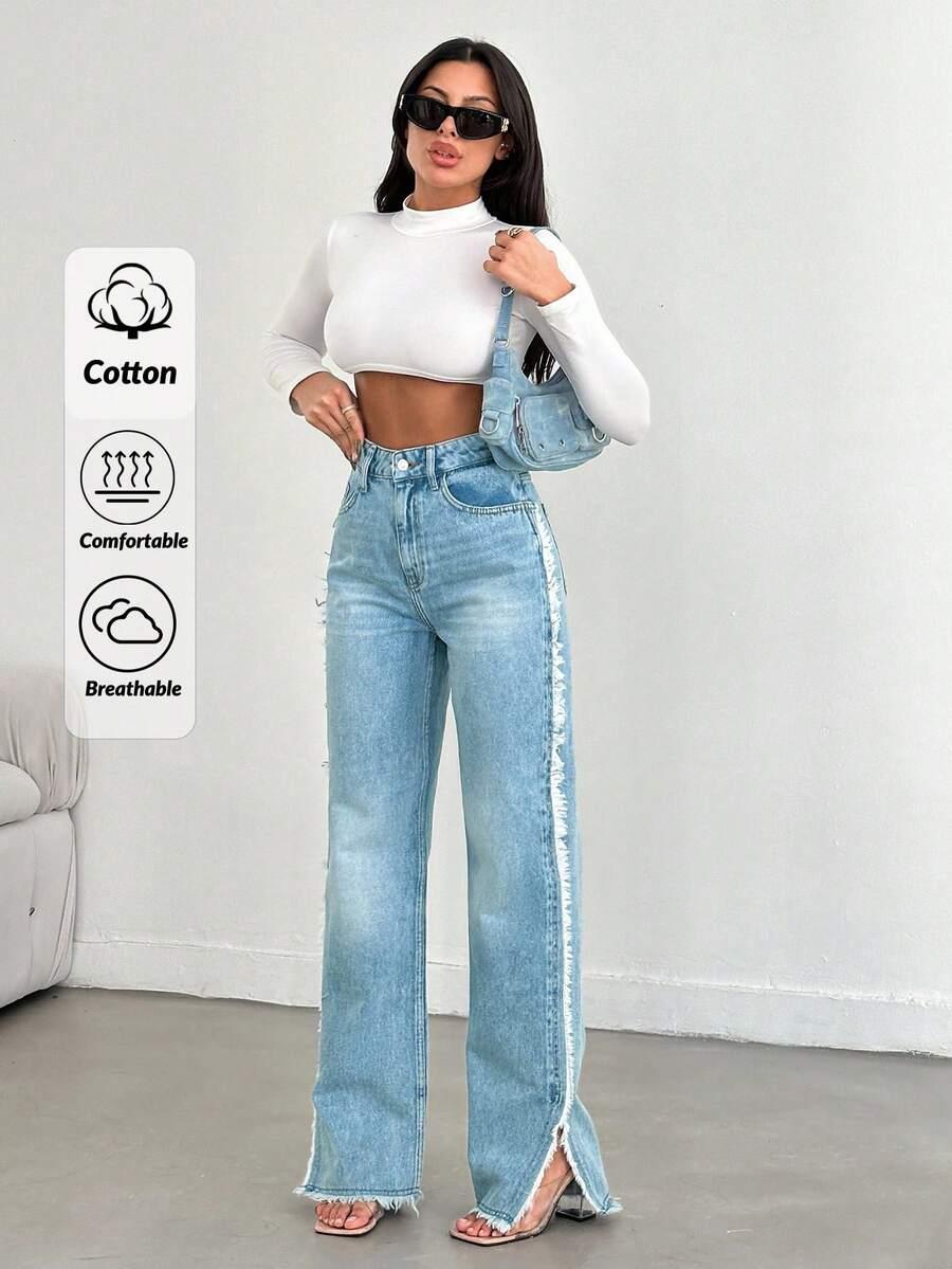 niebieskie spodnie jeans