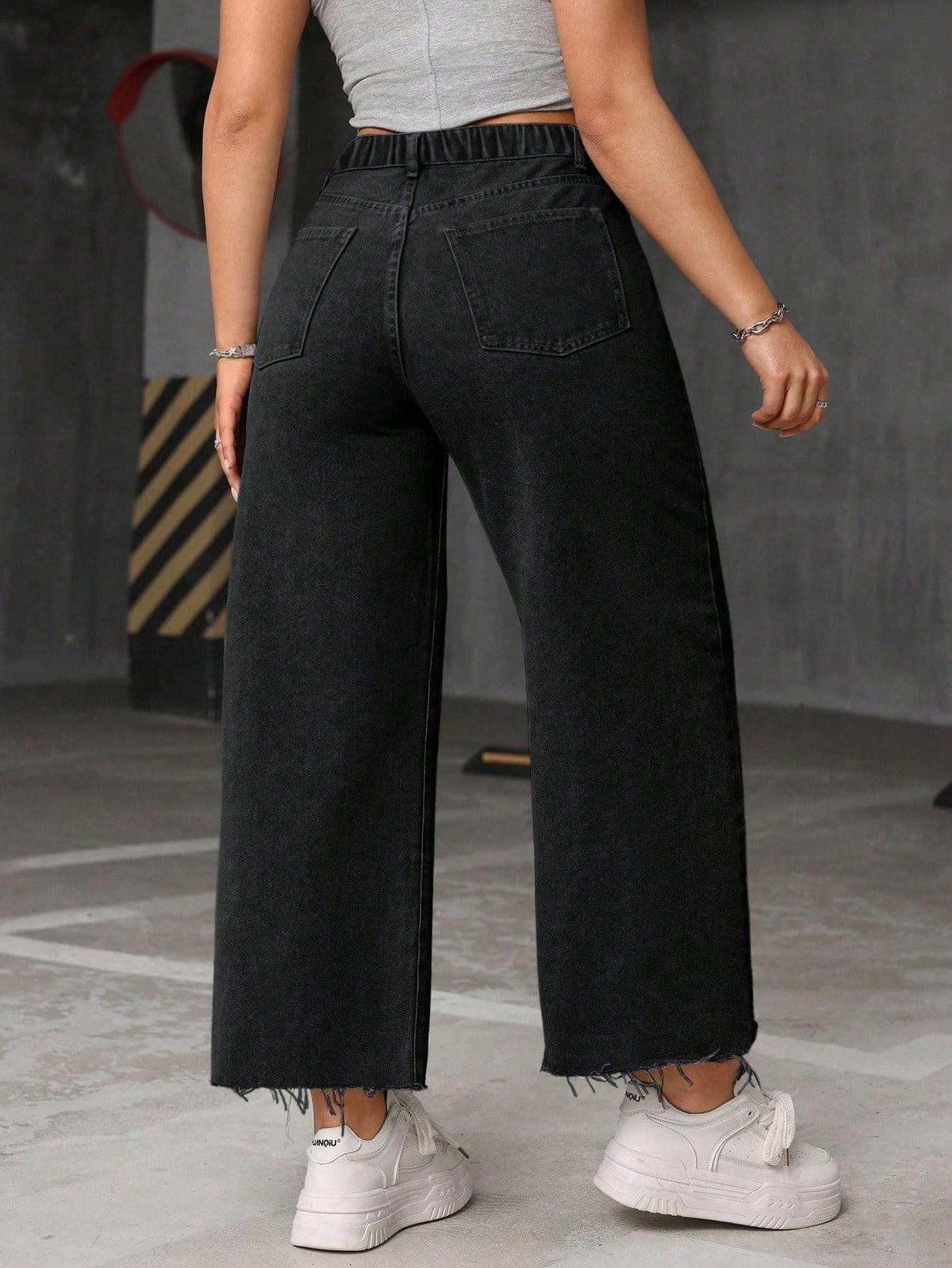 CZARNE SPODNIE JEANS 