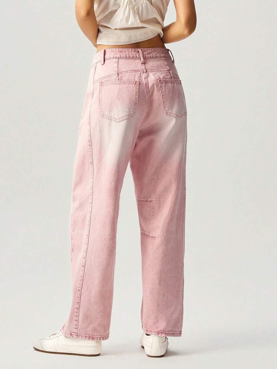 RÓŻOWE SPODNIE JEANS