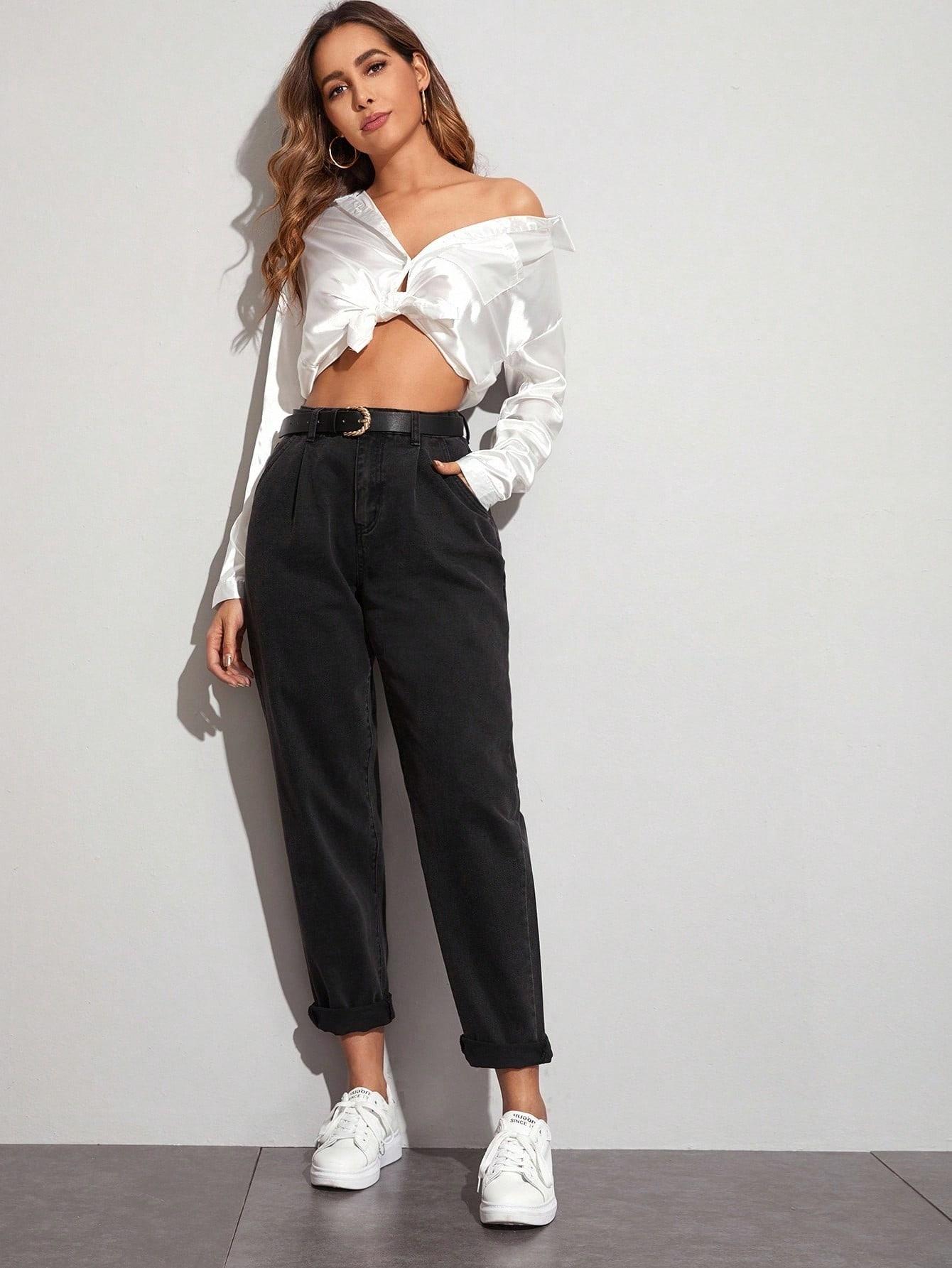 CZARNE SPODNIE JEANS