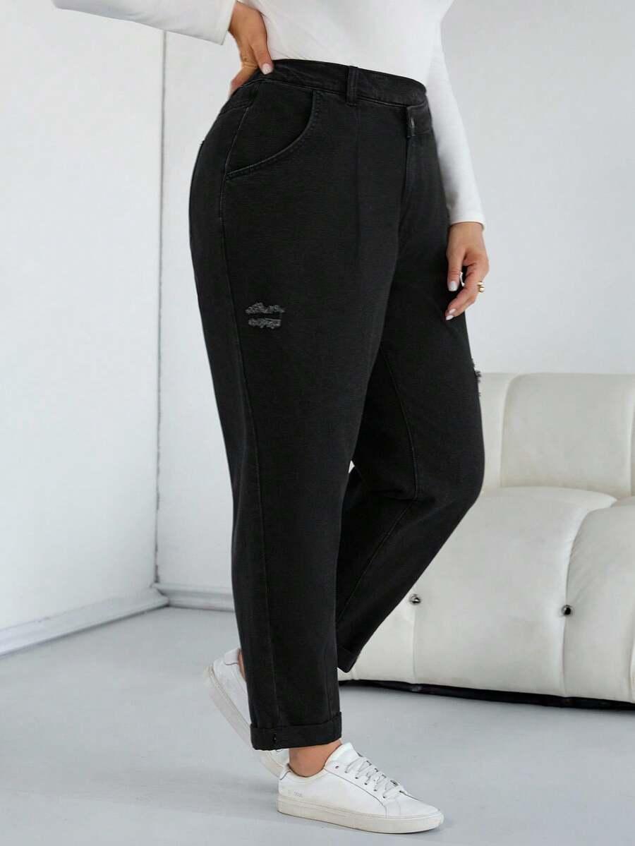 CZARNE SPODNIE JEANS