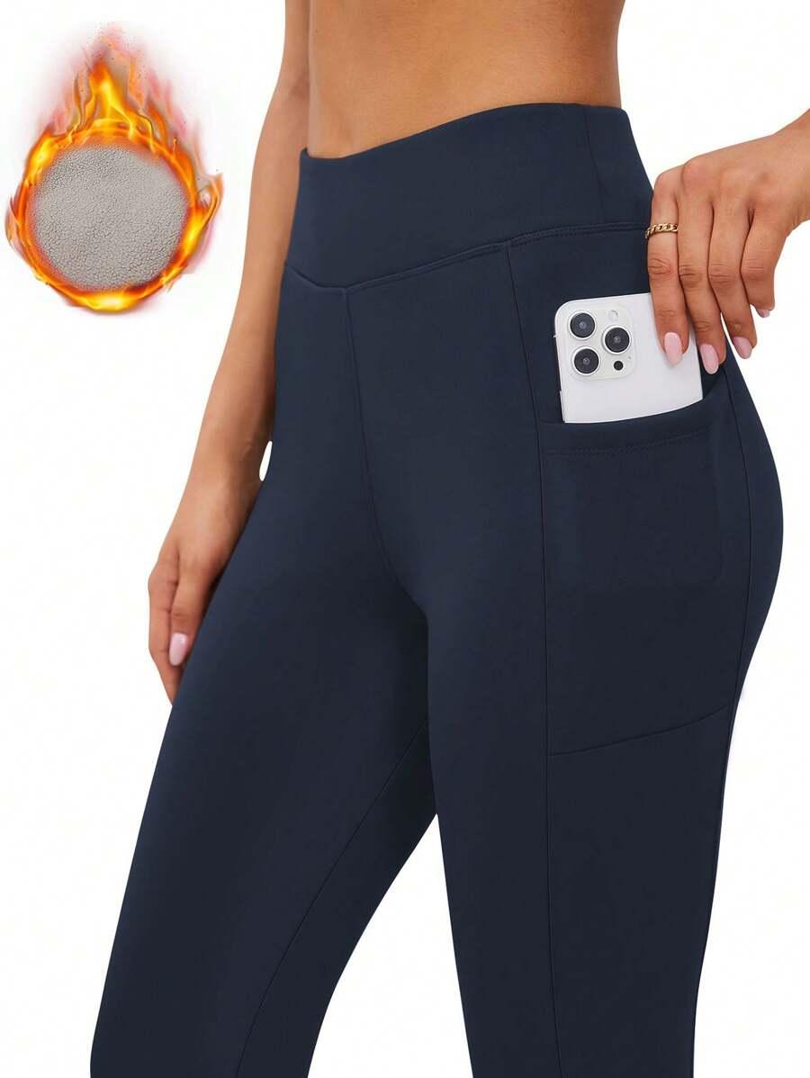 granatowe ocieplane legginsy