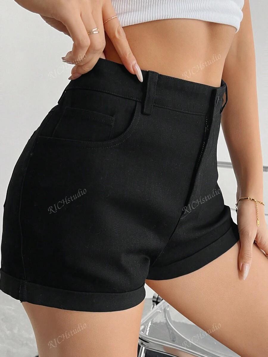 CZARNE KRÓTKIE SPODENKI JEANS