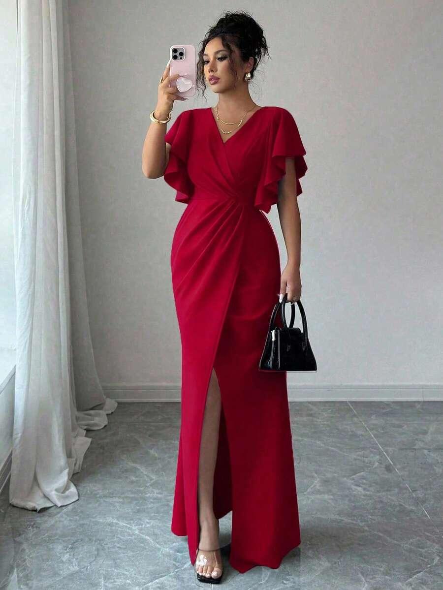 czerwona maxi sukienka