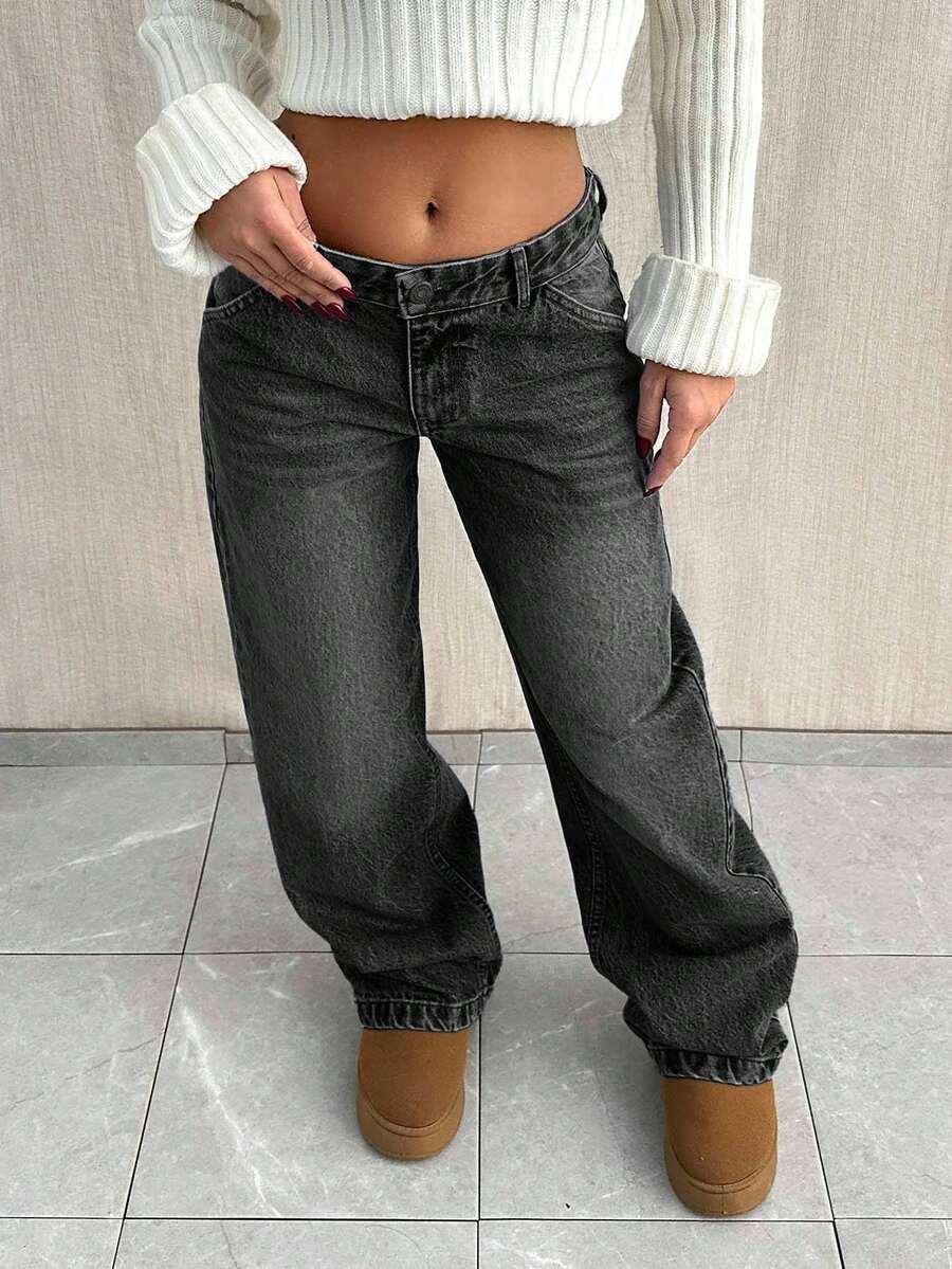 CZARNE SPODNIE JEANS