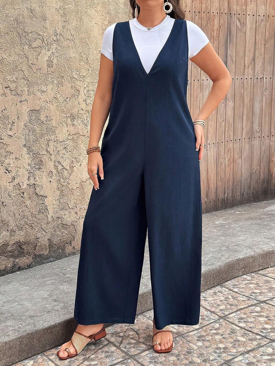 GRANATOWY KOMBINEZON CASUAL