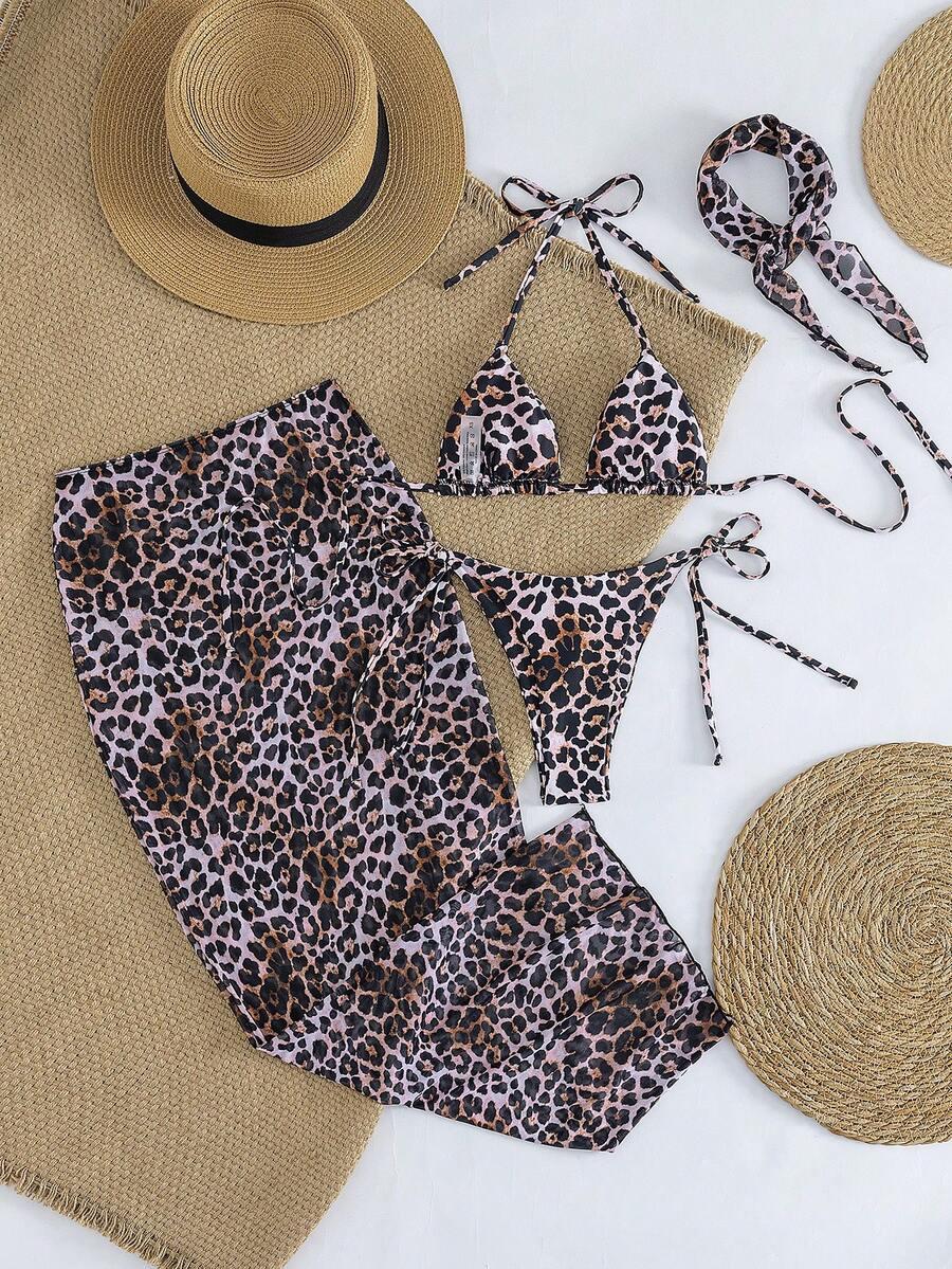 wiązany dół od bikini animal print