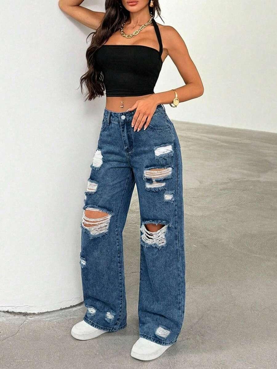 niebieskie spodnie jeans