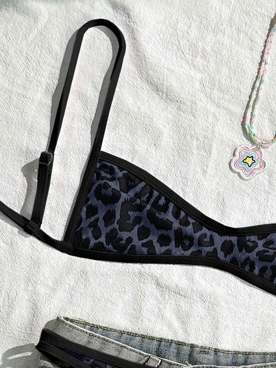 dwuczęściowy strój kąpielowy animal print