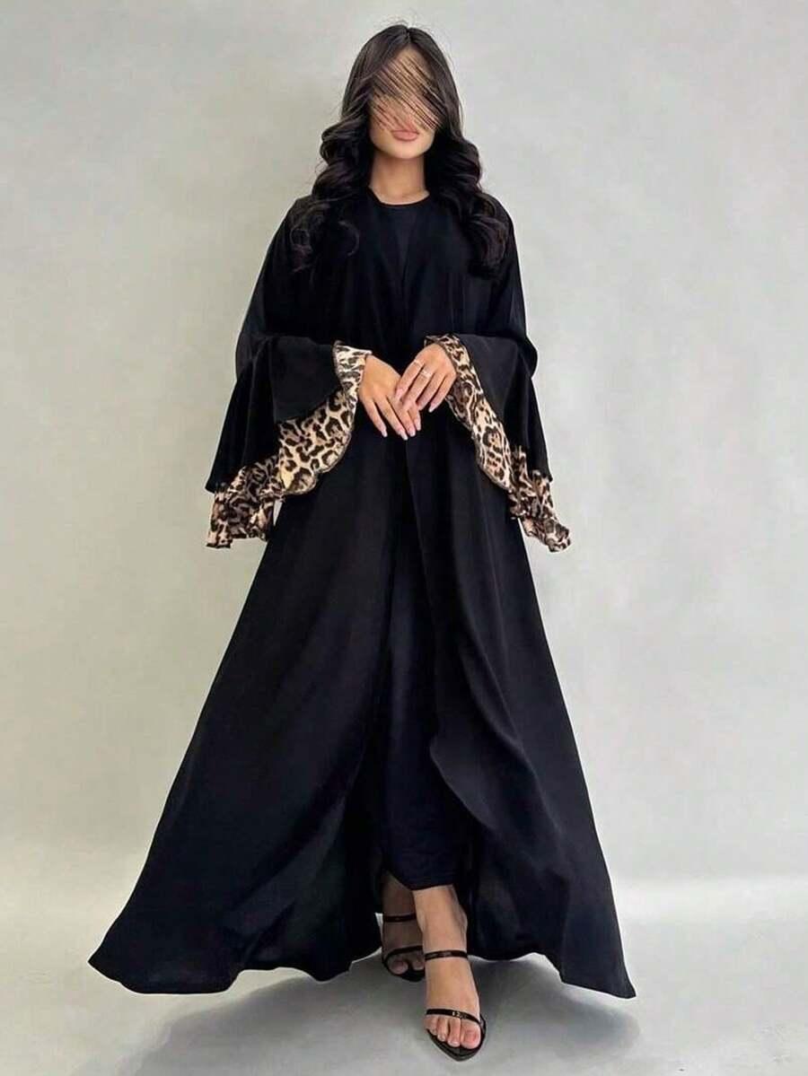 czarna narzutka łączenie animal print