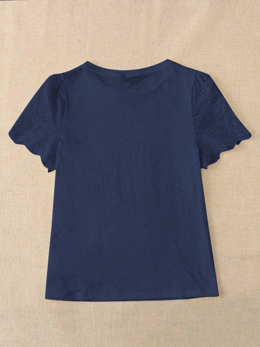 GRANATOWY BAWEŁNIANY T-SHIRT 