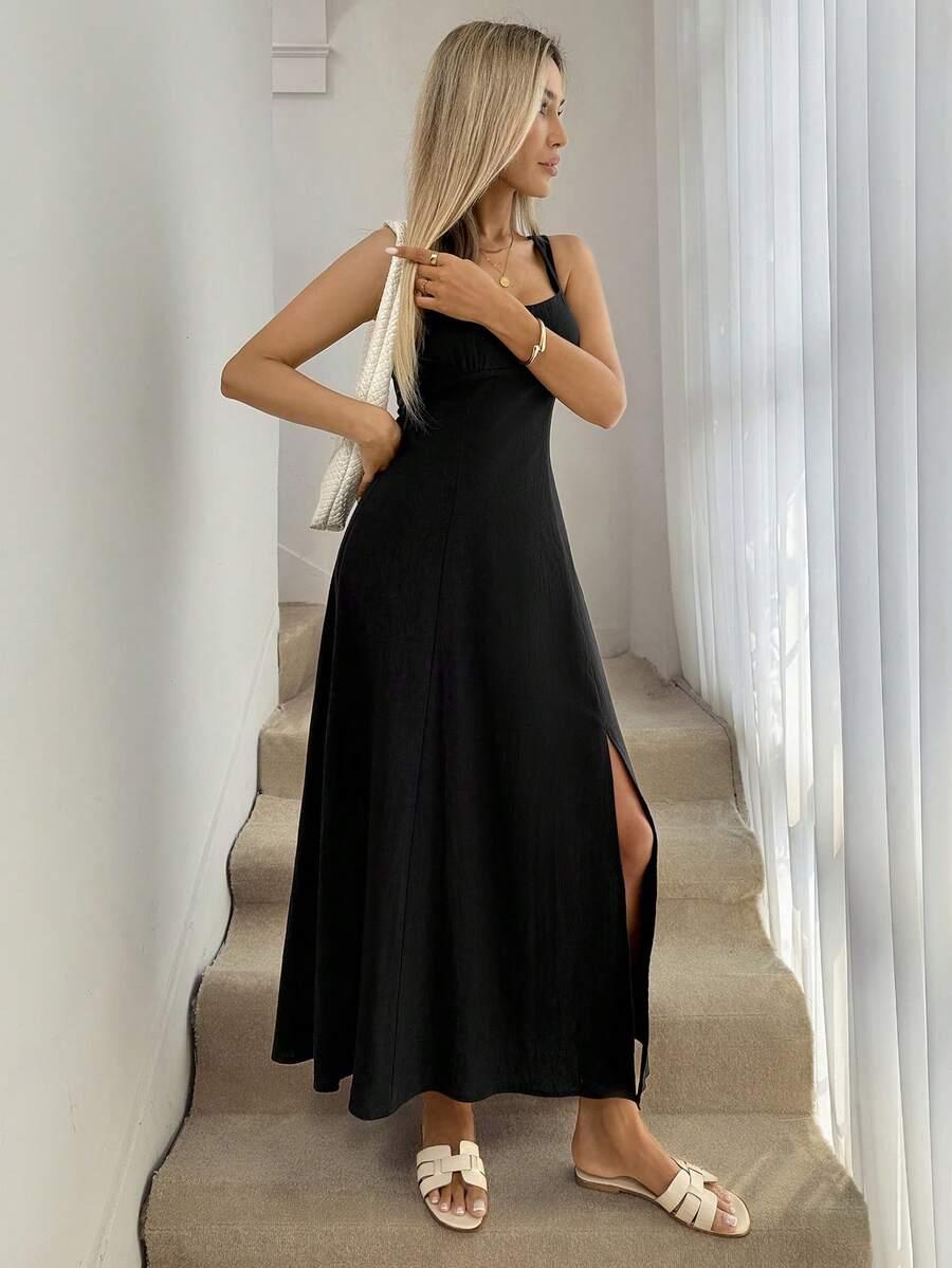czarna maxi sukienka