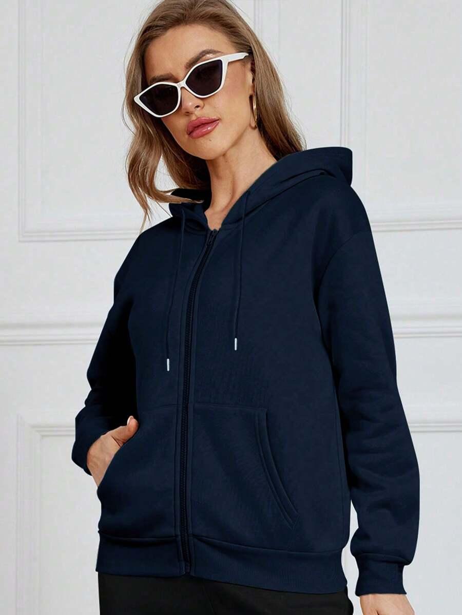 granatowa rozpinana bluza kaptur 