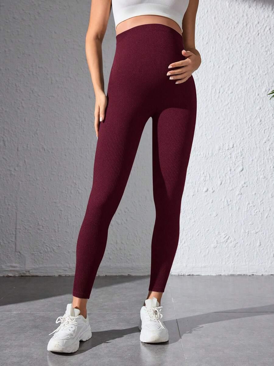 bordowe legginsy ciążowe