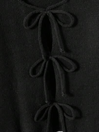 czarny sweter wiązanie