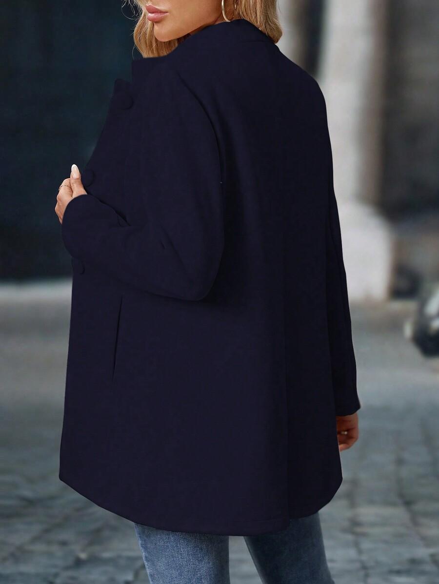 GRANATOWY PŁASZCZ KOŁNIERZYK 