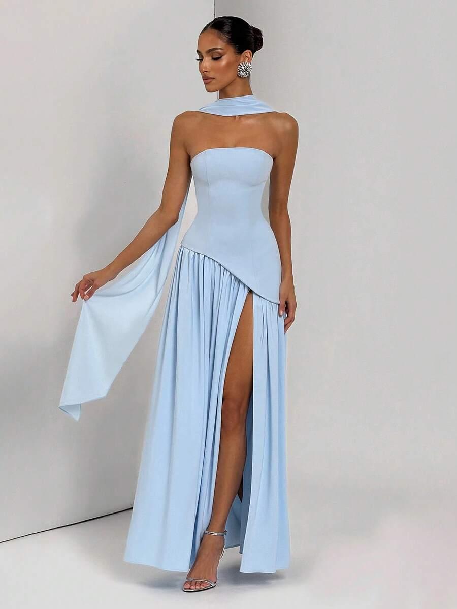 NIEBIESKA MAXI SUKIENKA 