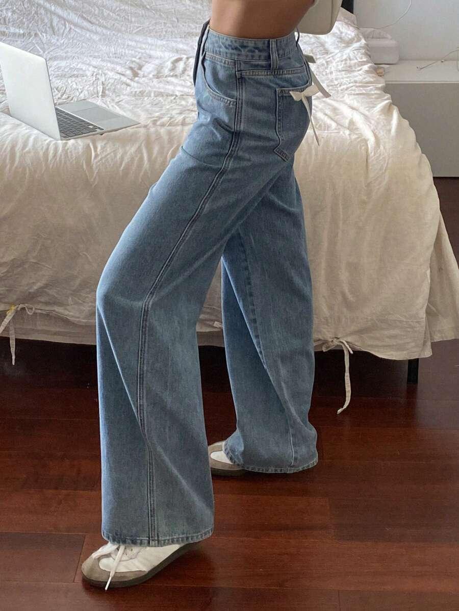 SPODNIE JEANS WYSOKI STAN KOKARDY 