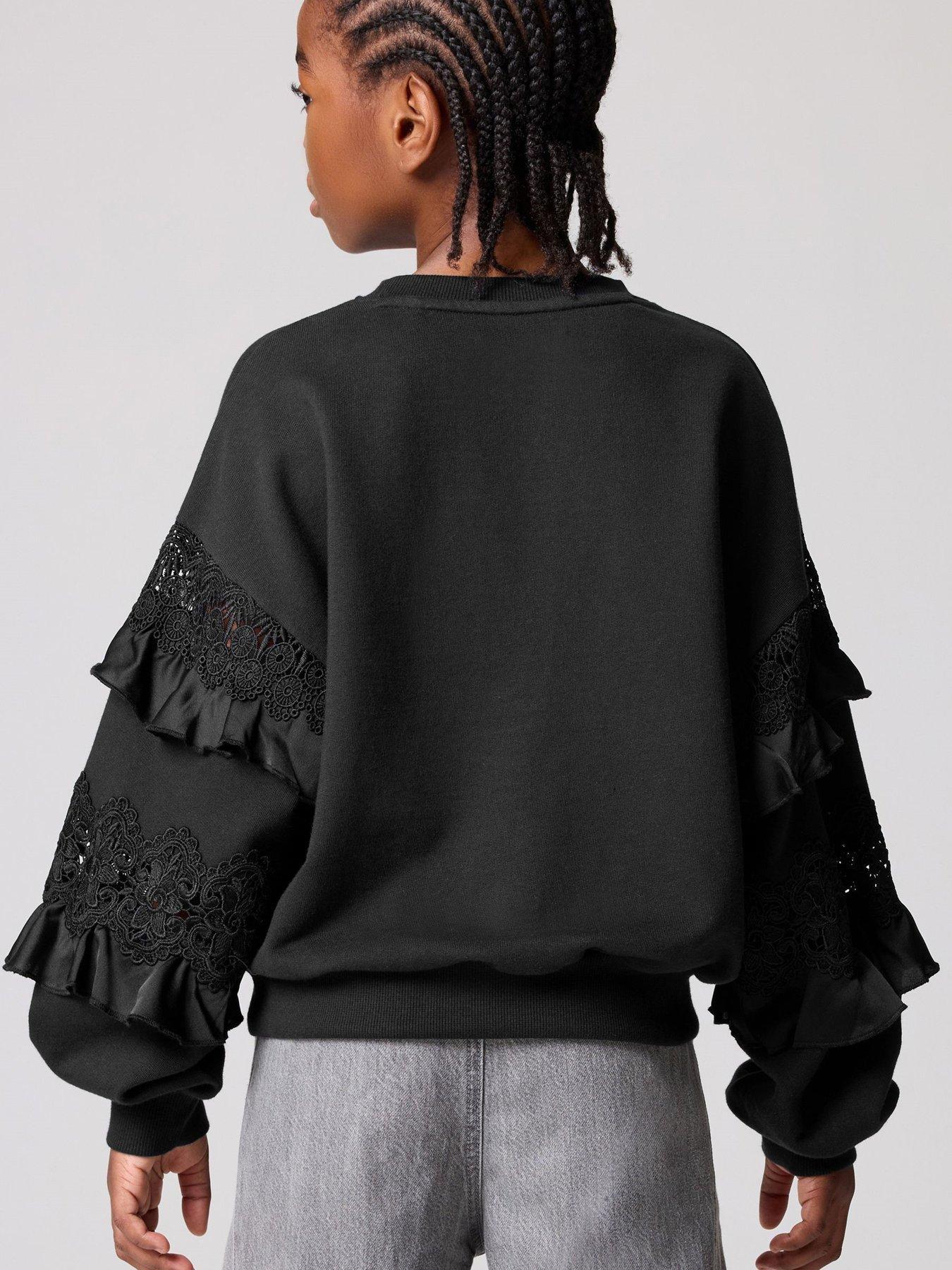 ALLSAINTS DZIEWCZĘCA BLUZA Z OZDOBNYMI RĘKAWAMI 10-11Y