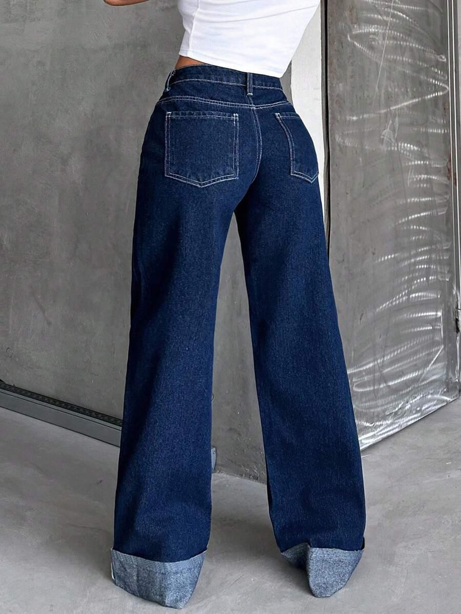 GRANATOWE SPODNIE JEANS