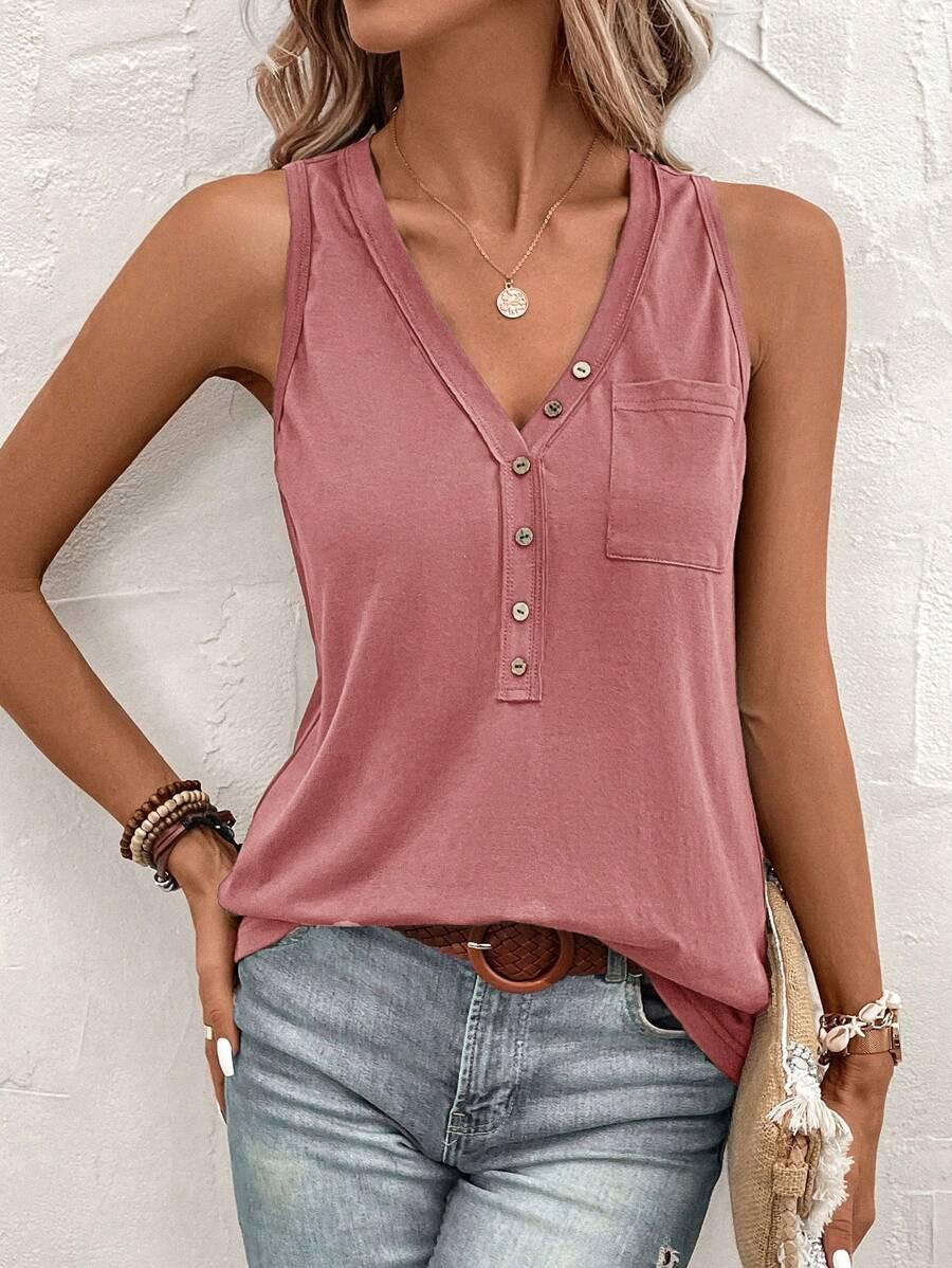 RÓŻOWA BLUZKA V-NECK 