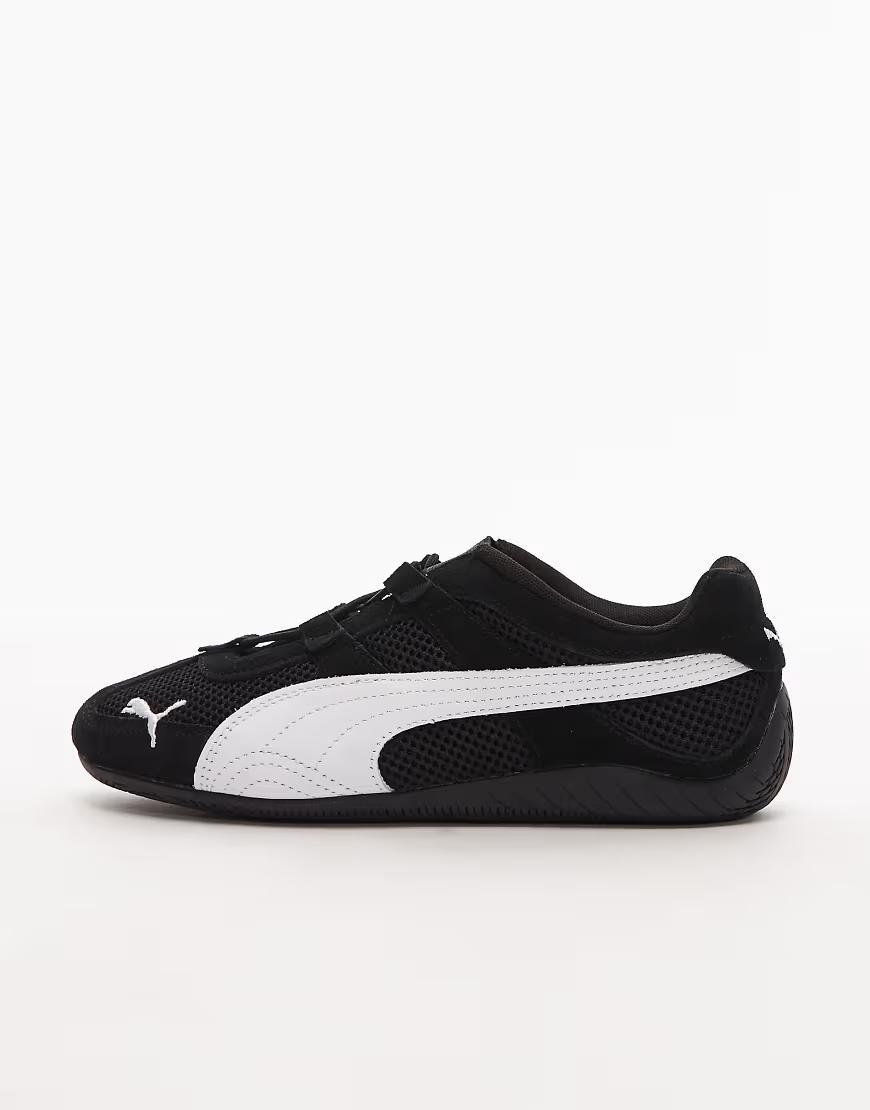 skórzane czarne buty sportowe logo wiązanie Speedcat GO