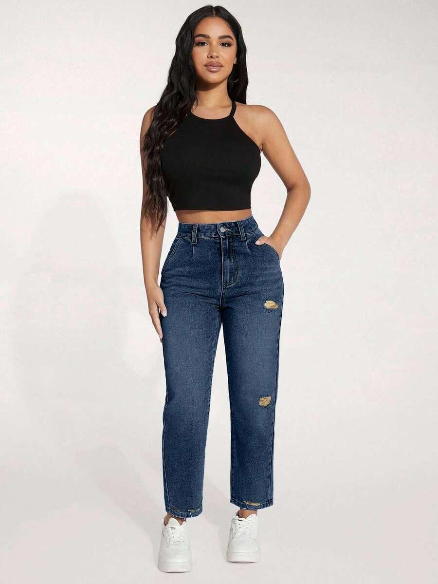 spodnie z przetarciami vintage jeans